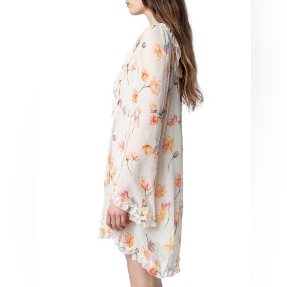 NWT Zadig and Voltaire Rackel Floral Chiffon Mini Dress - Picture 4 of 7